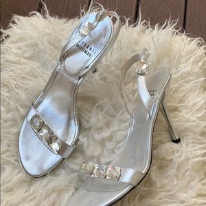 Stuart Weitzman silver sling backs 7.5